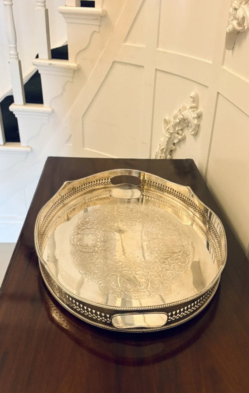 Antique Edwardian Mappin & Webb Engraved Silver Plated Tea Serving Tray - Image 10