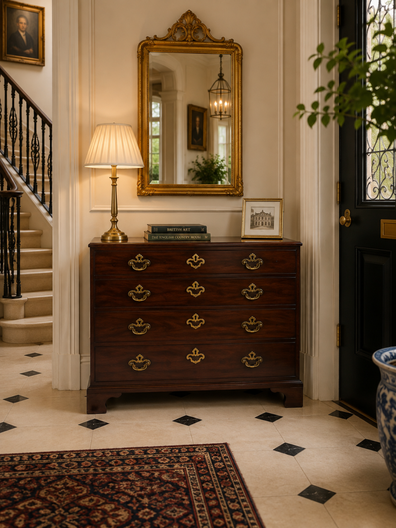 Antique George II Mahogany Chest of Drawers with Fitted Writing Desk - Image 26
