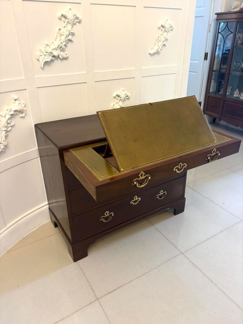 Antique George II Mahogany Chest of Drawers with Fitted Writing Desk - Image 21