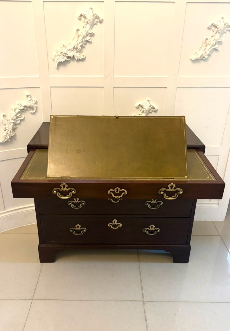Antique George II Mahogany Chest of Drawers with Fitted Writing Desk - Image 7