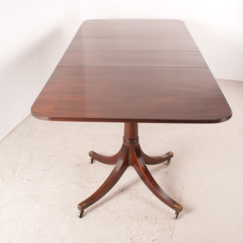 Regency Style Twin Pillar Dining Table With Two Leaves - Image 3