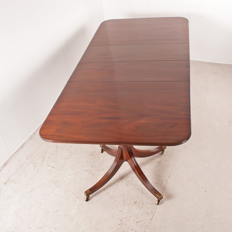 Regency Style Twin Pillar Dining Table With Two Leaves - Image 7