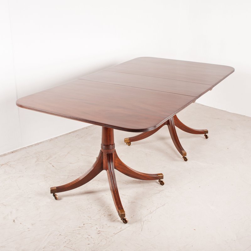 Regency Style Twin Pillar Dining Table With Two Leaves - Image 8