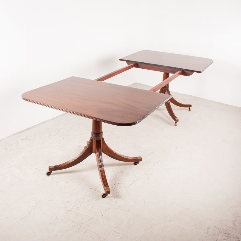Regency Style Twin Pillar Dining Table With Two Leaves - Image 10