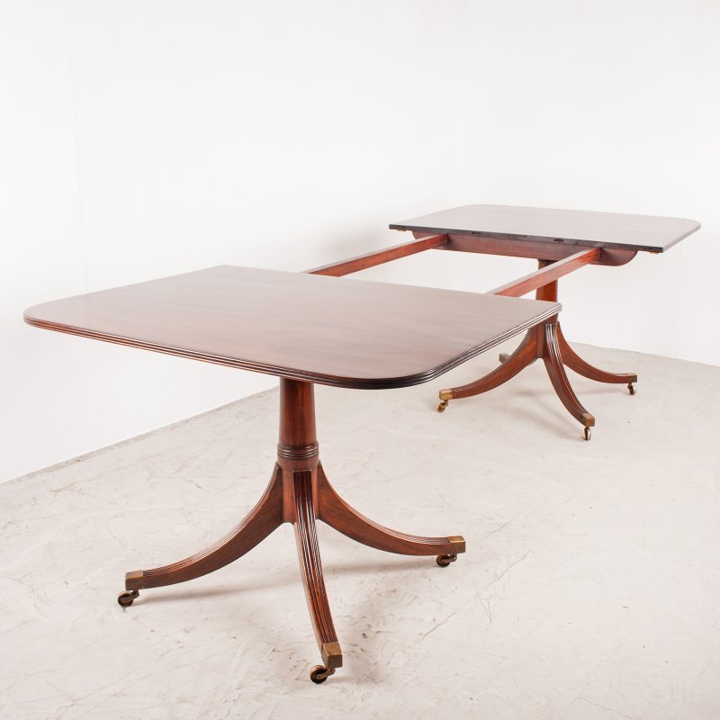 Regency Style Twin Pillar Dining Table With Two Leaves - Image 11