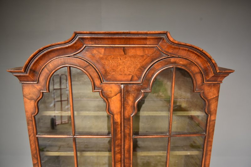 Antique Walnut Queen Anne Style Bureau Bookcase - Image 8