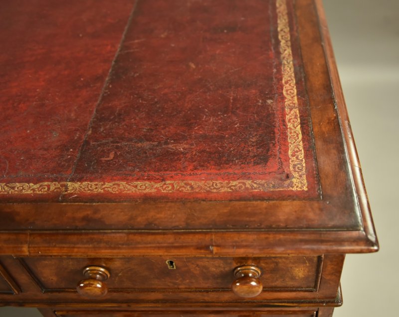 Victorian Burr Walnut Pedestal Desk - Image 6
