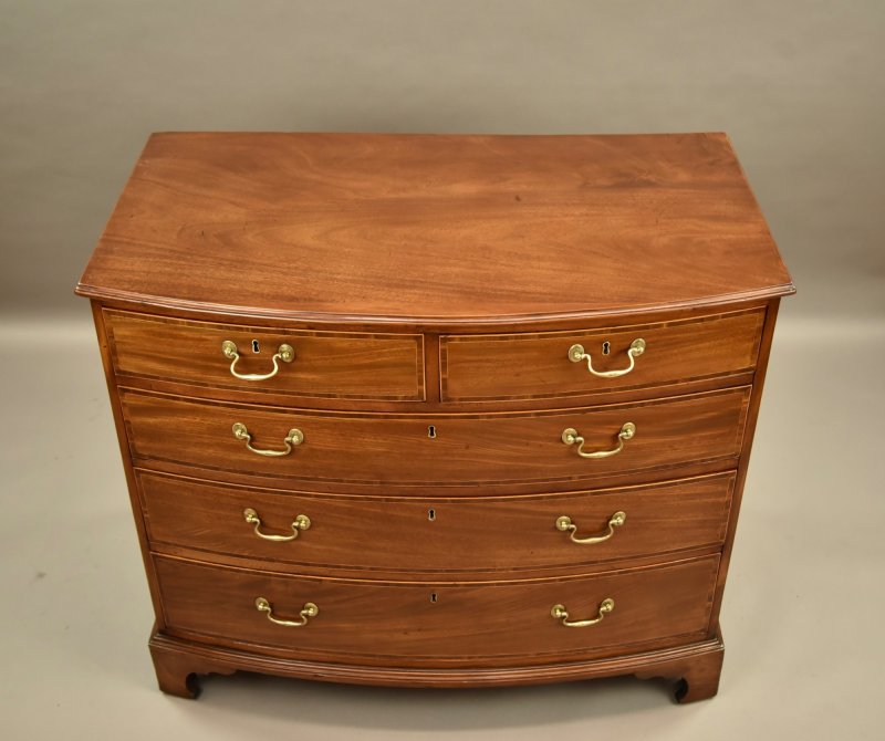 Large 19th Century Mahogany Bowfront Chest of Drawers - Image 3