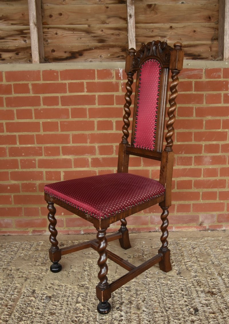 Set of Eight Oak Barley Twist Dining Chairs - Image 3