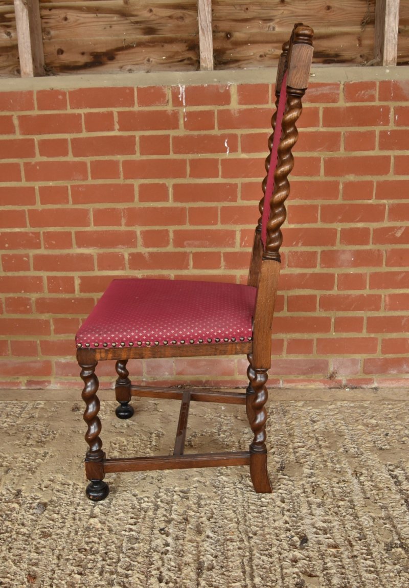 Set of Eight Oak Barley Twist Dining Chairs - Image 4