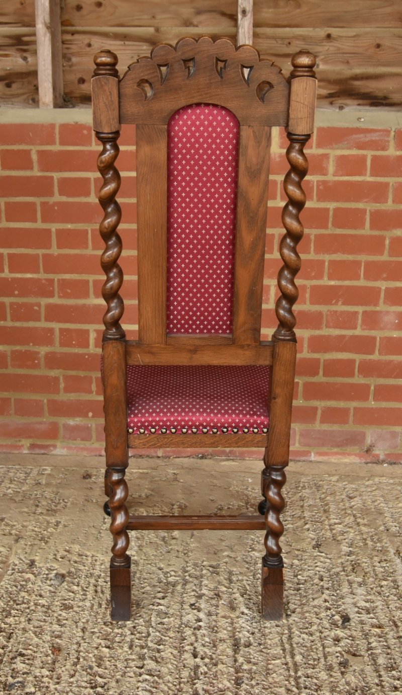 Set of Eight Oak Barley Twist Dining Chairs - Image 5