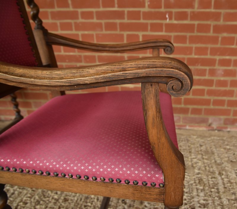 Set of Eight Oak Barley Twist Dining Chairs - Image 8