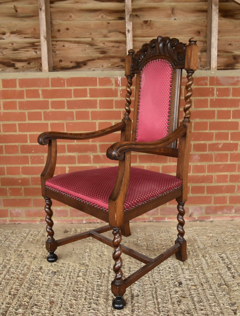 Set of Eight Oak Barley Twist Dining Chairs - Image 6