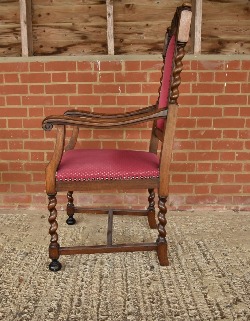 Set of Eight Oak Barley Twist Dining Chairs - Image 7