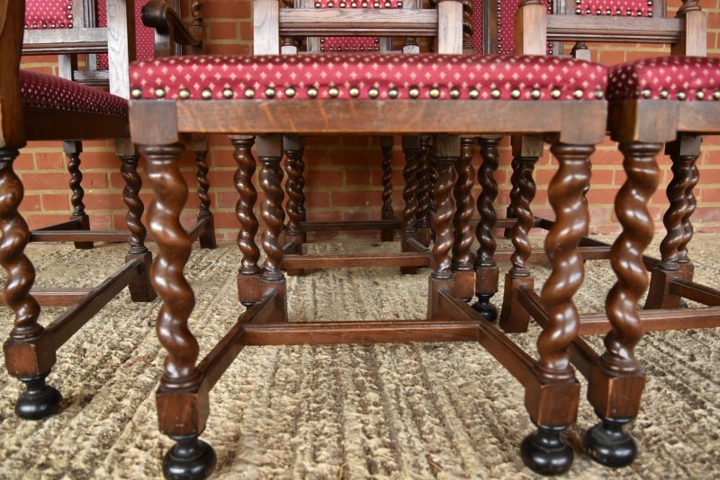 Set of Eight Oak Barley Twist Dining Chairs - Image 12