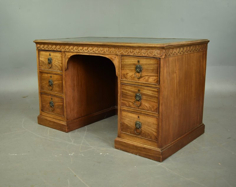19th Century Regency Style Mahogany Pedestal Desk