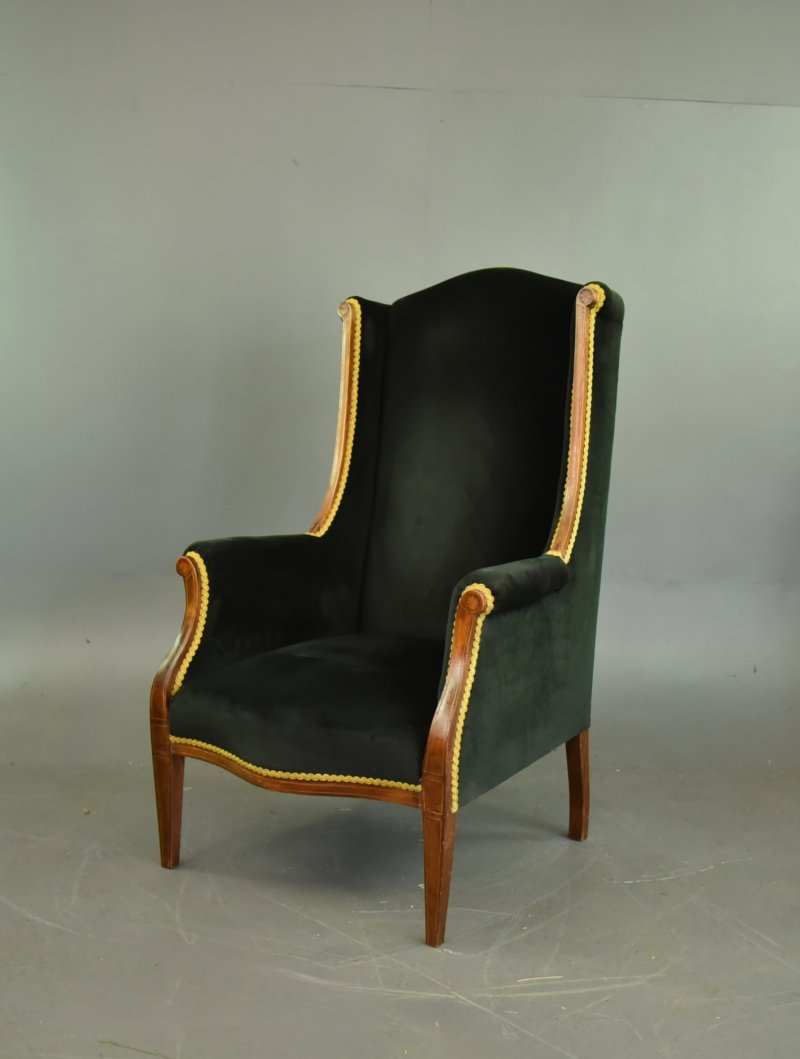 Edwardian Mahogany Inlaid Wing Arm Chair