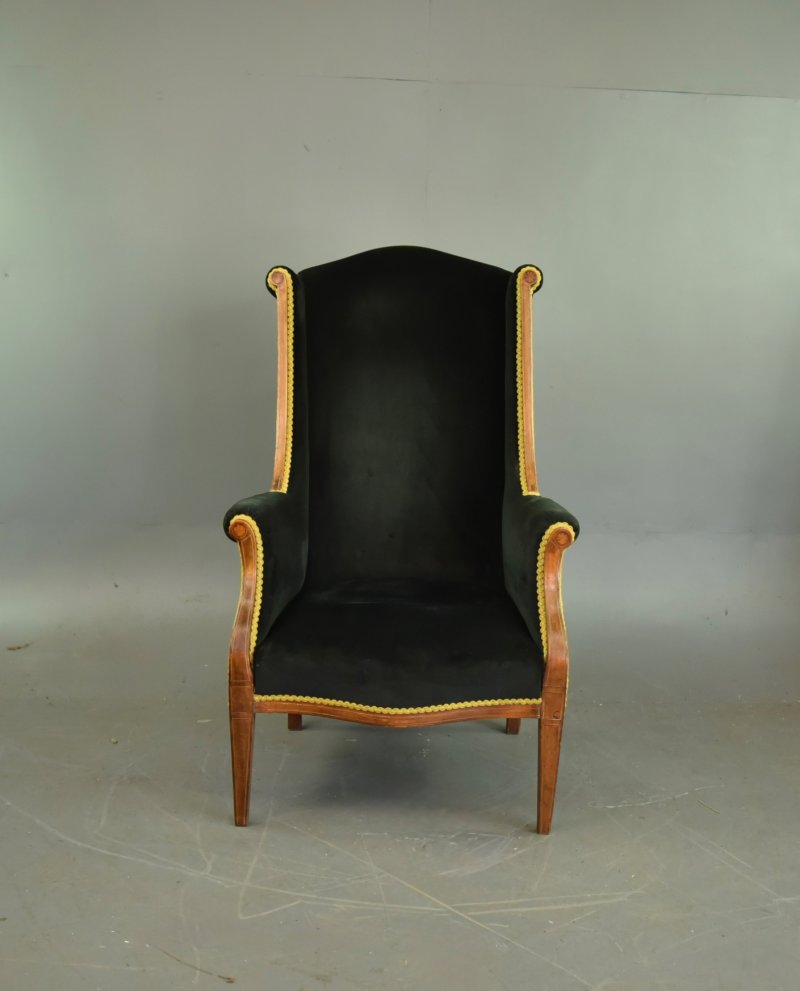 Edwardian Mahogany Inlaid Wing Arm Chair - Image 2