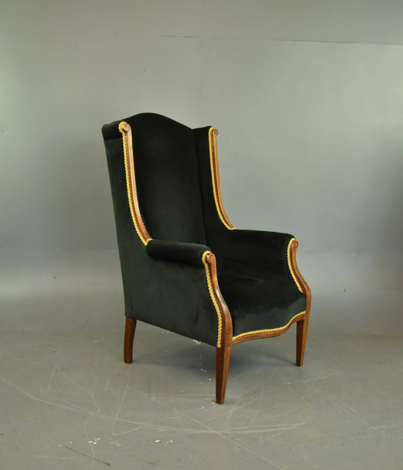 Edwardian Mahogany Inlaid Wing Arm Chair - Image 3