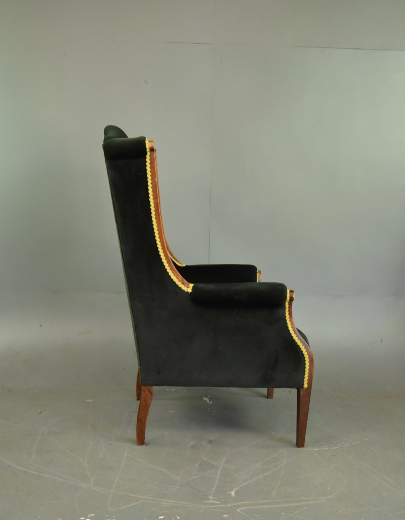 Edwardian Mahogany Inlaid Wing Arm Chair - Image 4