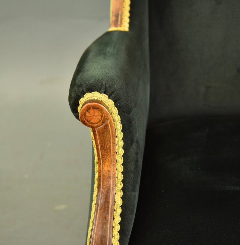 Edwardian Mahogany Inlaid Wing Arm Chair - Image 6