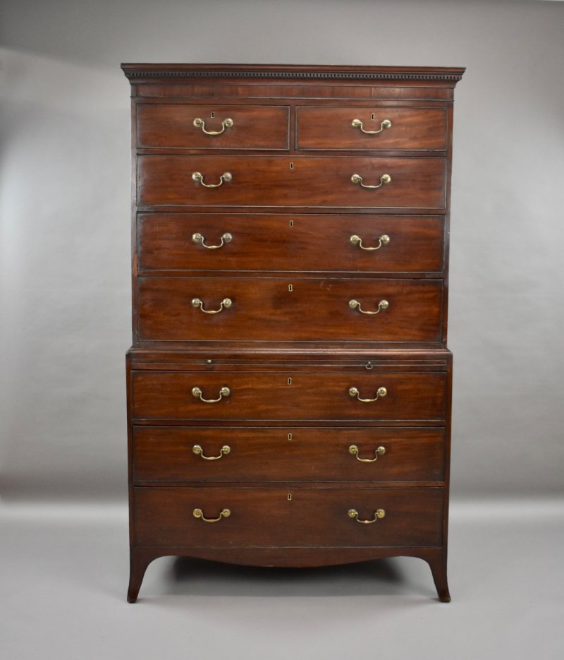 Large Georgian Mahogany Tall Boy Chest on Chest