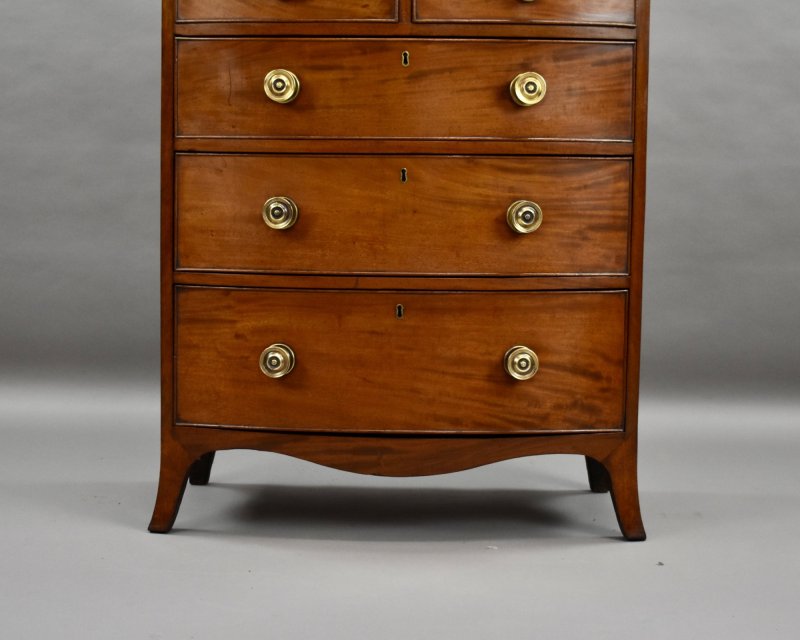 Narrow Regency Mahogany Bowfront Chest of Drawers - Image 4
