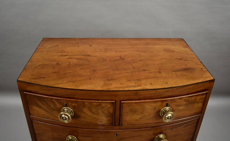 Narrow Regency Mahogany Bowfront Chest of Drawers - Image 5