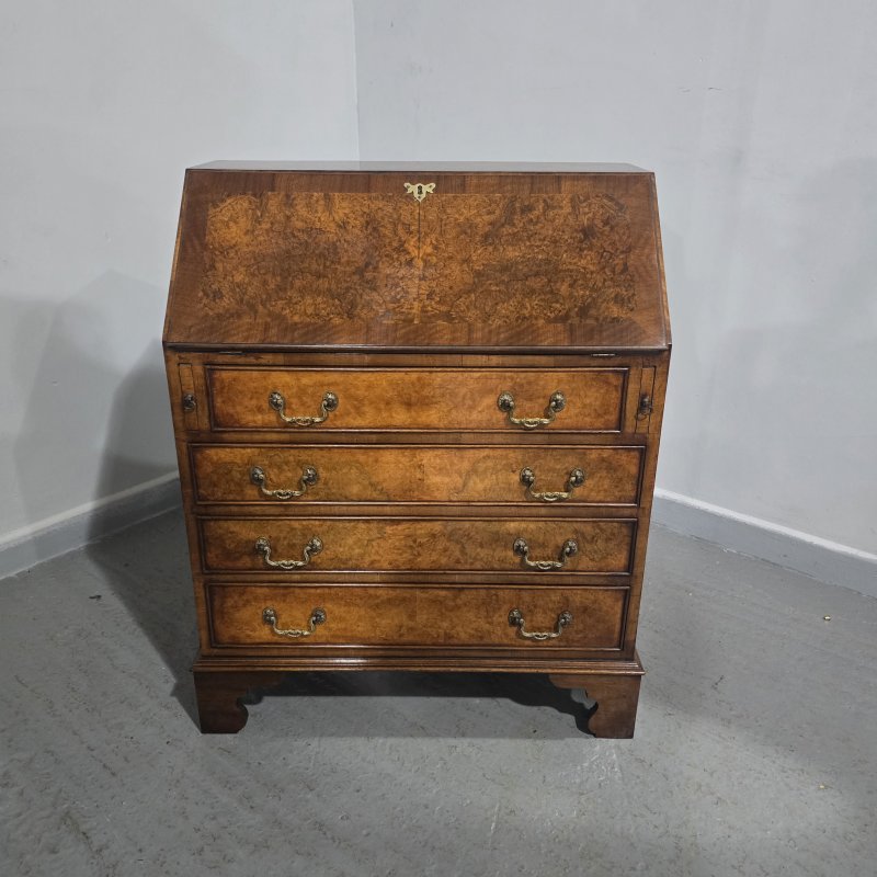 Super Burr Walnut Queen Anne Bureau - Image 6