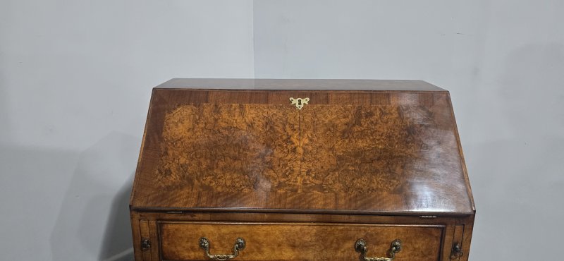 Super Burr Walnut Queen Anne Bureau - Image 3