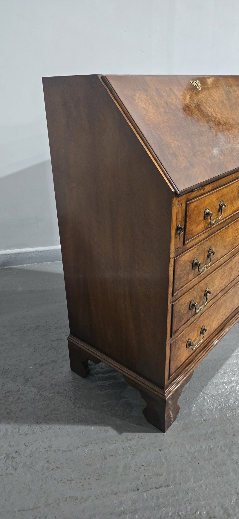 Super Burr Walnut Queen Anne Bureau - Image 10