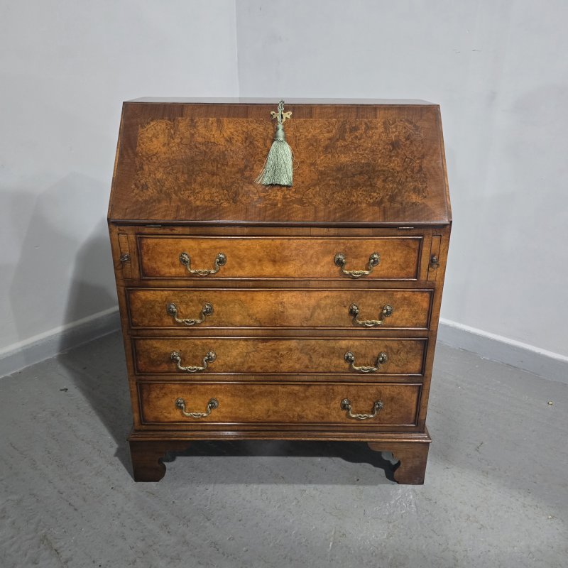 Super Burr Walnut Queen Anne Bureau - Image 15