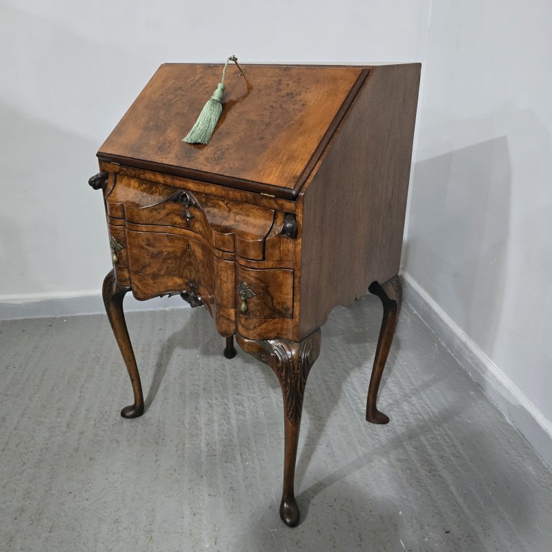 Super Queen Anne Burr Walnut Bureau - Image 15