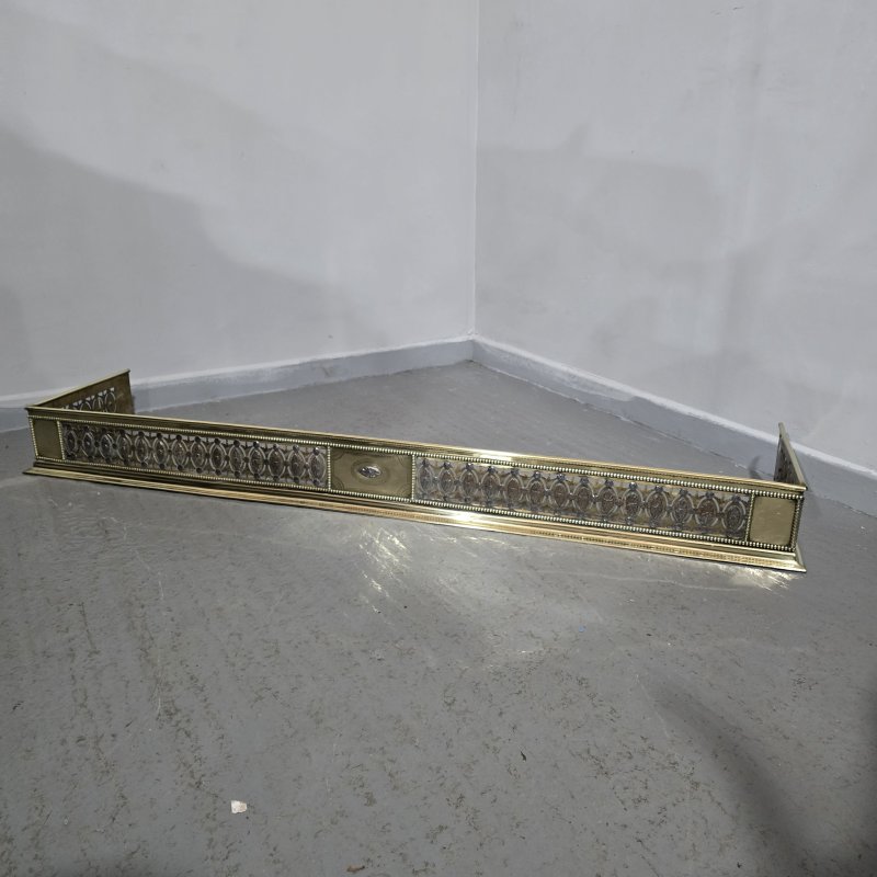 Large Georgian Brass and Cut Steel Fender - Image 2