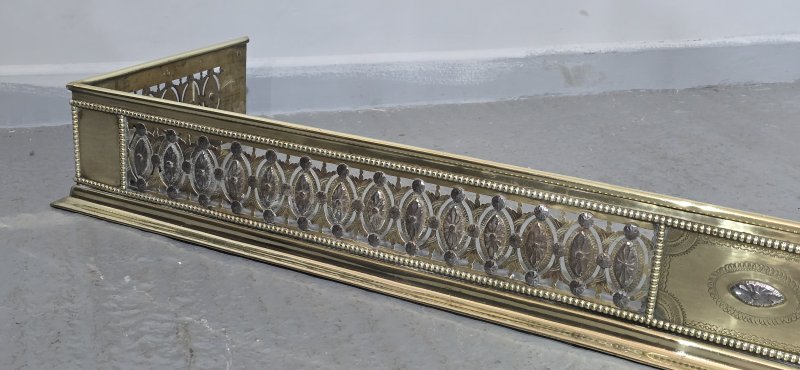 Large Georgian Brass and Cut Steel Fender - Image 5