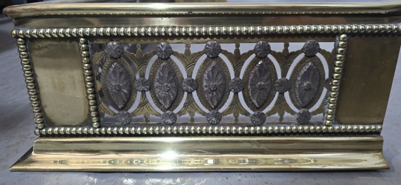 Large Georgian Brass and Cut Steel Fender - Image 8
