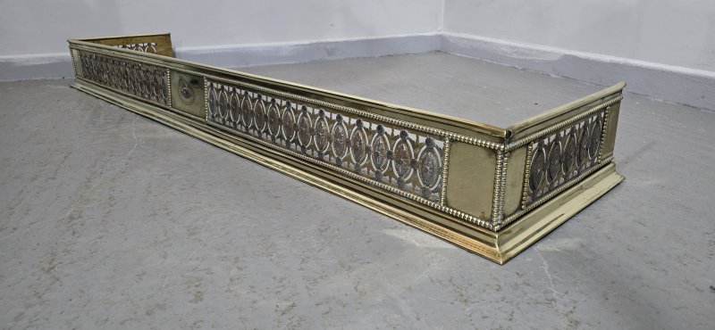 Large Georgian Brass and Cut Steel Fender - Image 10
