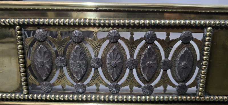 Large Georgian Brass and Cut Steel Fender - Image 9