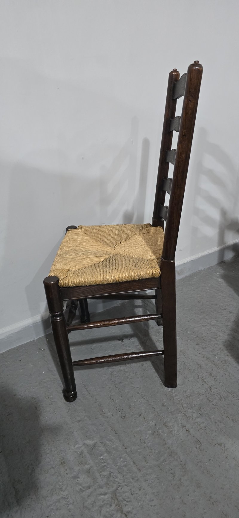 Good Set Eight Oak Ladder Backed Dining Chairs - Image 5