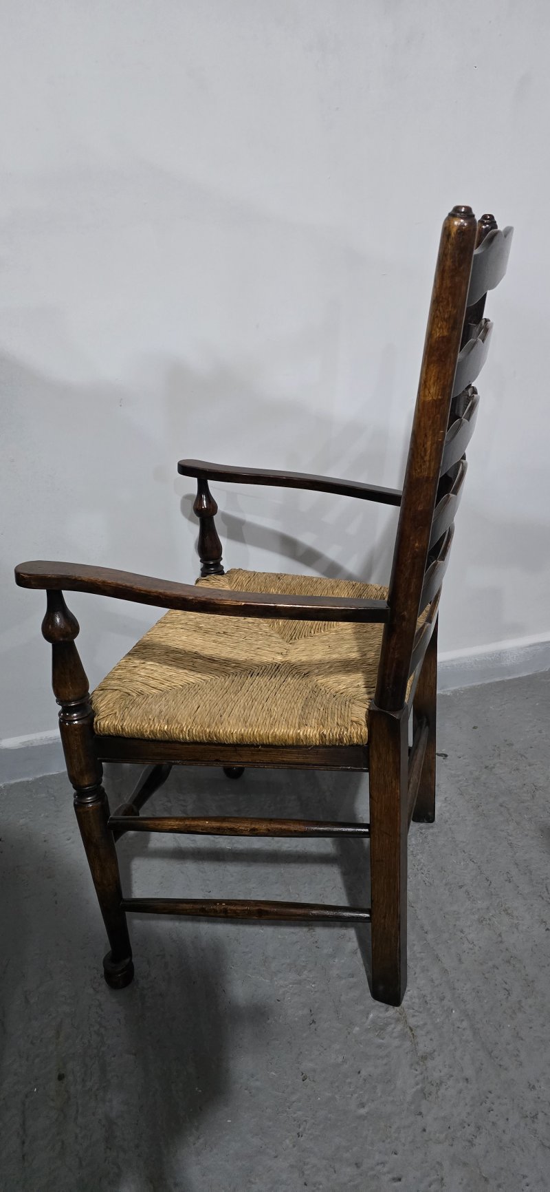 Good Set Eight Oak Ladder Backed Dining Chairs - Image 6