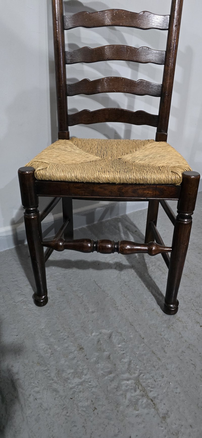 Good Set Eight Oak Ladder Backed Dining Chairs - Image 12