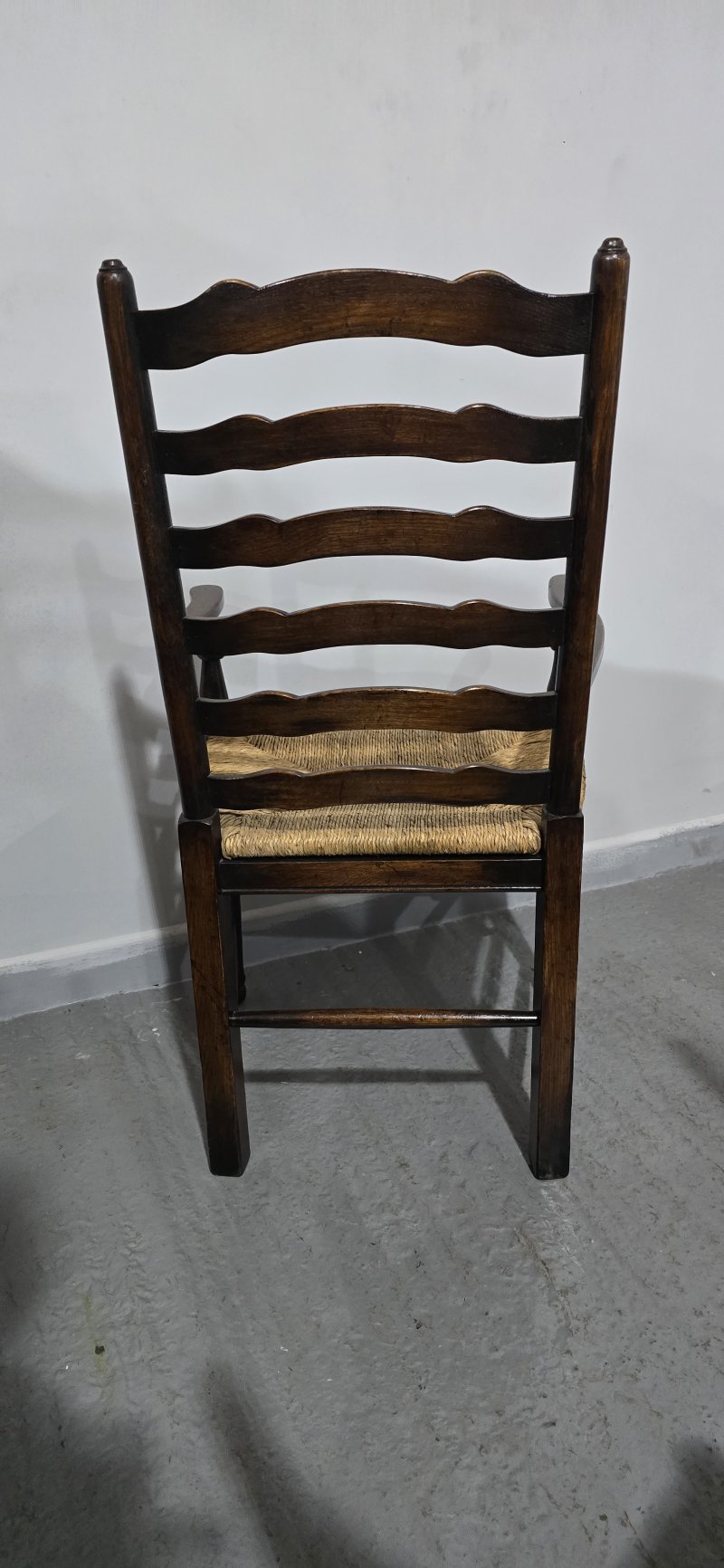 Good Set Eight Oak Ladder Backed Dining Chairs - Image 9