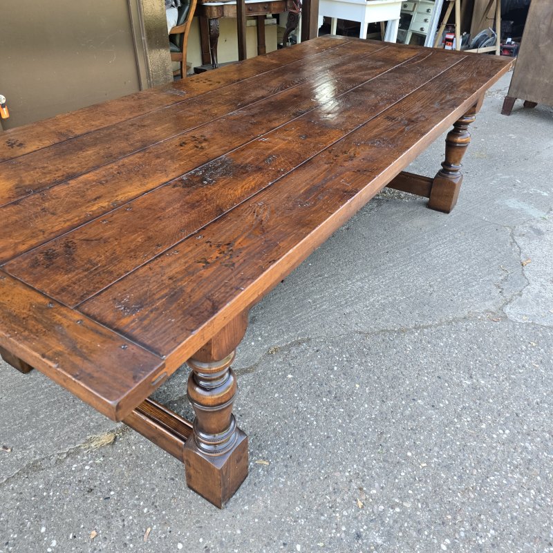 Huge Plank Oak Refrectory Farmhouse Kitchen Dining Table - Image 5