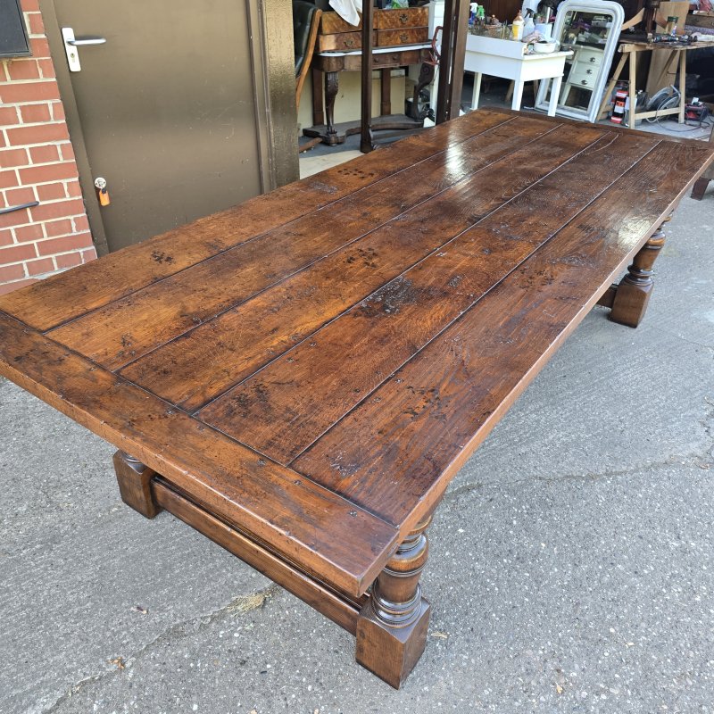 Huge Plank Oak Refrectory Farmhouse Kitchen Dining Table - Image 6