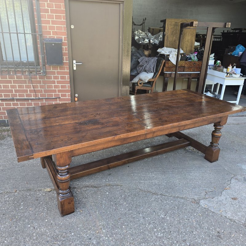 Huge Plank Oak Refrectory Farmhouse Kitchen Dining Table - Image 9