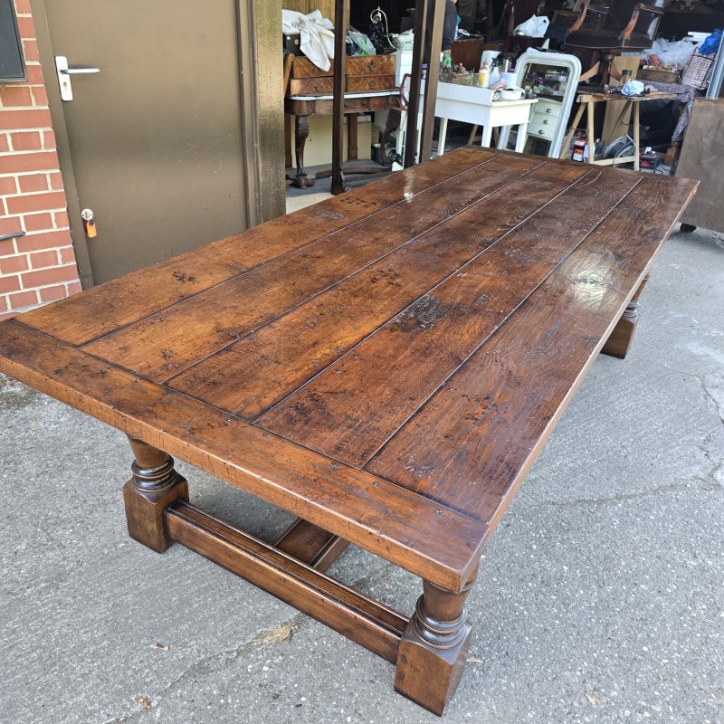 Huge Plank Oak Refrectory Farmhouse Kitchen Dining Table - Image 10
