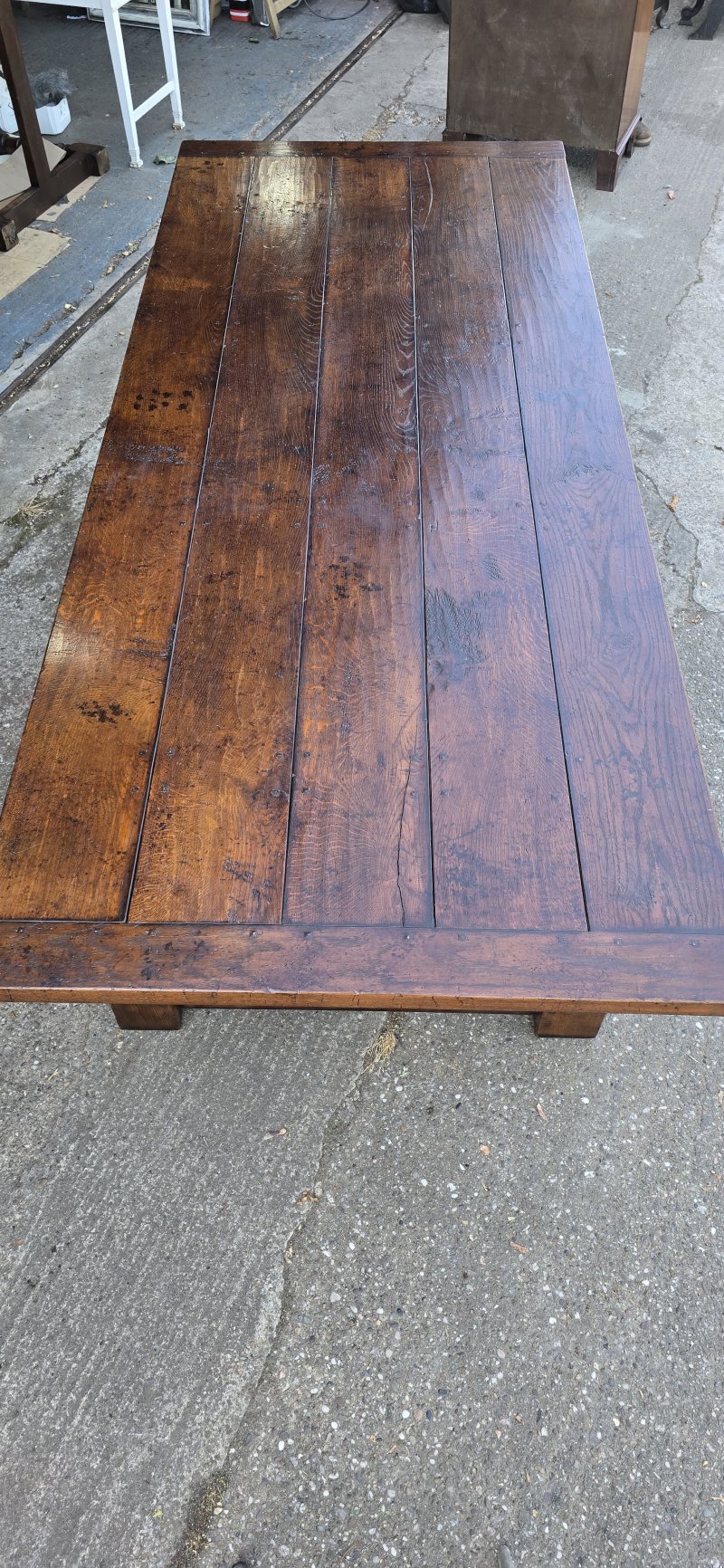Huge Plank Oak Refrectory Farmhouse Kitchen Dining Table - Image 12