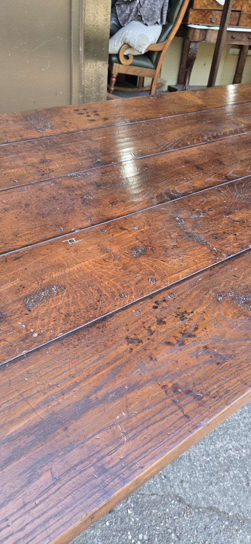 Huge Plank Oak Refrectory Farmhouse Kitchen Dining Table - Image 16