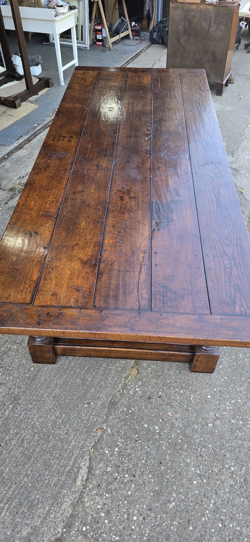 Huge Plank Oak Refrectory Farmhouse Kitchen Dining Table - Image 22
