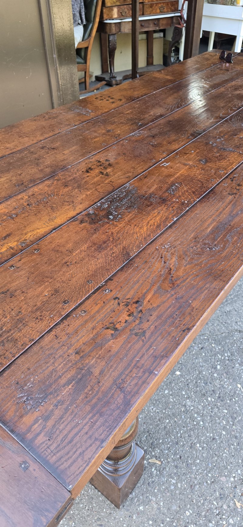 Huge Plank Oak Refrectory Farmhouse Kitchen Dining Table - Image 19